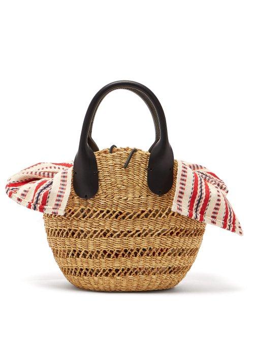 Matchesfashion.com Muu - Tina Woven Straw Basket Bag - Womens - Red Multi