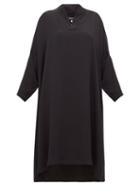 Matchesfashion.com Eskandar - Silk Crepe V Neck Midi Dress - Womens - Black