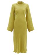 Matchesfashion.com Worme - Roll Neck Silk Midi Dress - Womens - Light Green