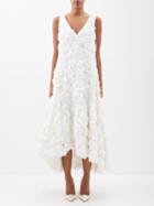 Erdem - Eberta Rose-embroidered Silk Midi Dress - Womens - White Multi