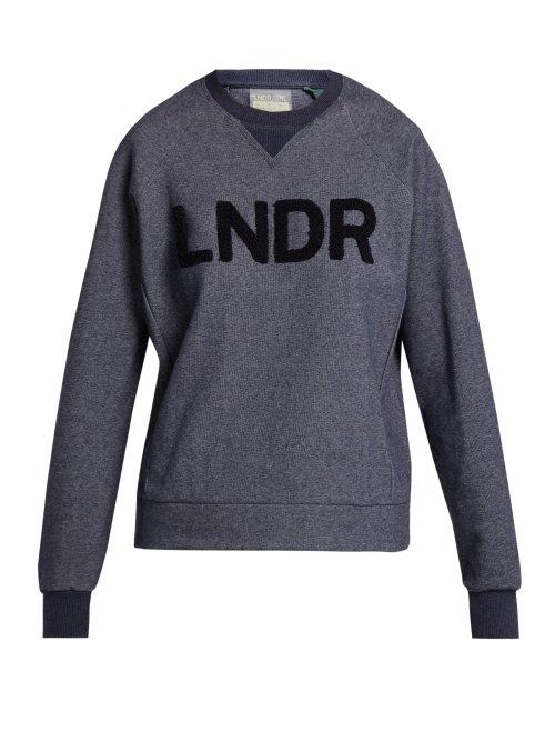 Matchesfashion.com Lndr - Crew Logo Patch Cotton Sweatshirt - Womens - Navy
