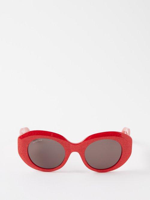 Balenciaga Eyewear - Rive Gauche Round Acetate Sunglasses - Womens - Red