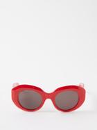Balenciaga Eyewear - Rive Gauche Round Acetate Sunglasses - Womens - Red