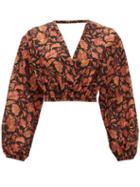 Matchesfashion.com Matteau - Open-back Floral-print Cropped Cotton Blouse - Womens - Pink Print