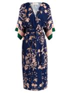 Borgo De Nor Raquel Plant-print Crepe De Chine Kimono Dress