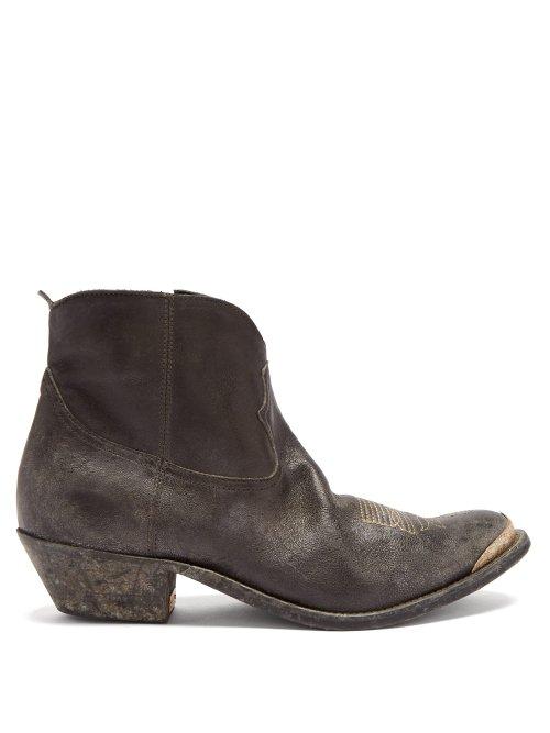Matchesfashion.com Golden Goose Deluxe Brand - Young Distressed Leather Ankle Boots - Womens - Dark Grey