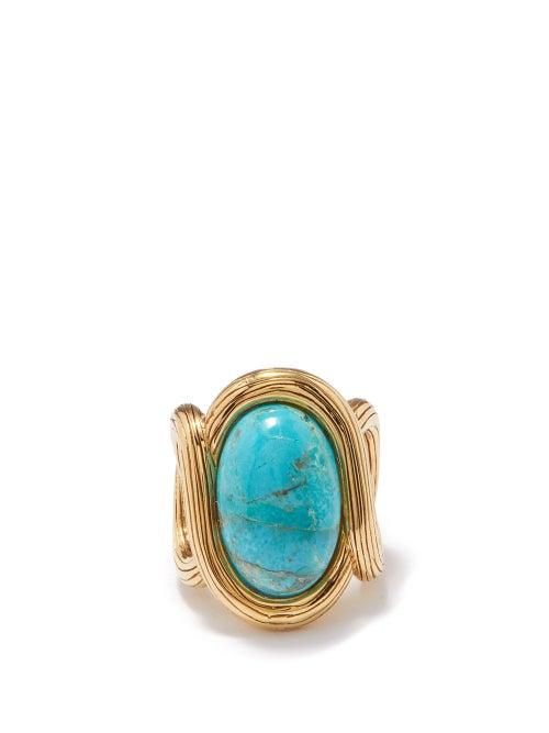 Aurlie Bidermann - Aldabra Turquoise & Gold-plated Ring - Womens - Green Gold