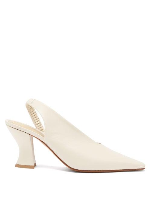 Matchesfashion.com Bottega Veneta - Almond Leather Slingback Pumps - Womens - Ivory