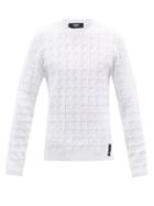 Mens Rtw Fendi - Ff-logo Jacquard Knit Sweater - Mens - White