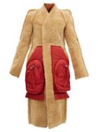 Matchesfashion.com Rick Owens - Patch Pocket Single Breasted Shearling Coat - Womens - Tan Red