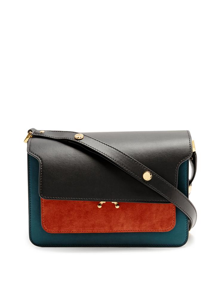Marni Trunk Medium Suede And Leather Shoulder Bag