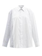 Vetements - Striped Panel Cotton-blend Poplin Shirt - Womens - Blue White