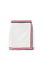 Thom Browne - Tricolour-stripe Cotton-jersey Wrap Mini Skirt - Womens - White