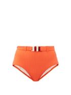 Matchesfashion.com Solid & Striped - The Ginger High-rise Ribbed Bikini Briefs - Womens - Orange