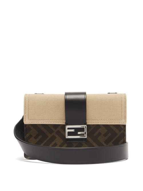 Mens Bags Fendi - Flat Baguette Ff-print Canvas Cross-body Bag - Mens - Brown Multi