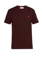 Matchesfashion.com Ami - Ami De Coeur Embroidered Cotton T Shirt - Mens - Dark Purple