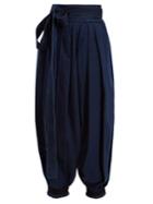 Jw Anderson Wide-leg Pleated Tie-cuff Denim Trousers