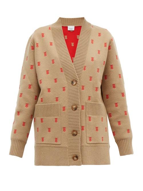 Matchesfashion.com Burberry - Palena Tb Jacquard Cardigan - Womens - Beige Multi