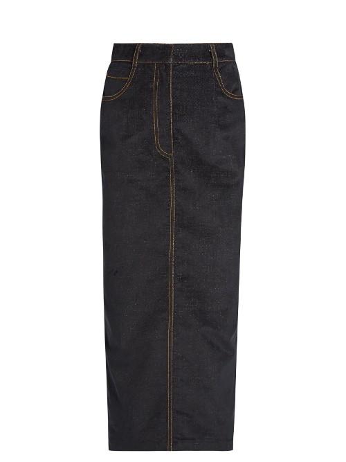 Isa Arfen Velvet-touch Denim Pencil Skirt