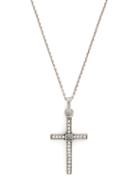 Matchesfashion.com Saint Laurent - Crystal Embellished Cross Necklace - Mens - Silver
