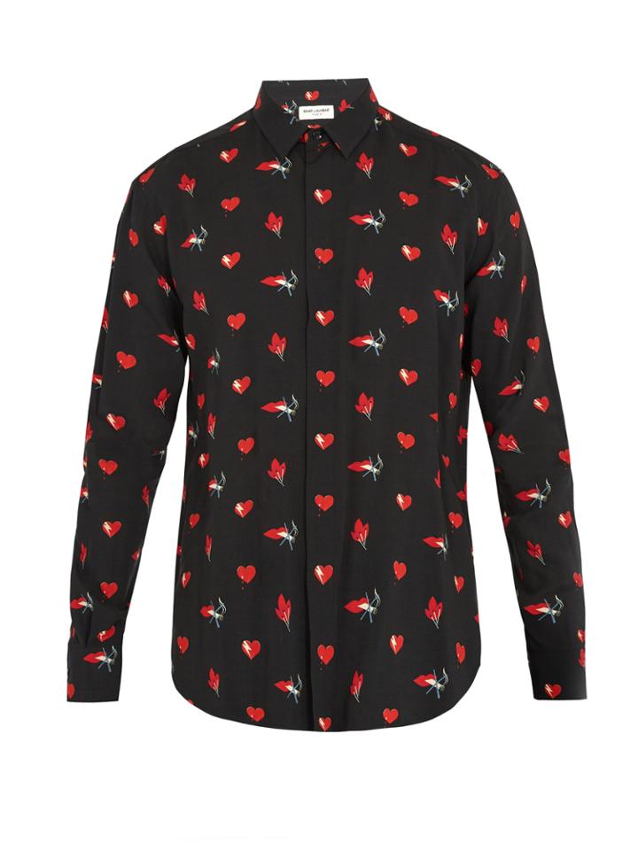 Saint Laurent No Smoking-print Point-collar Shirt
