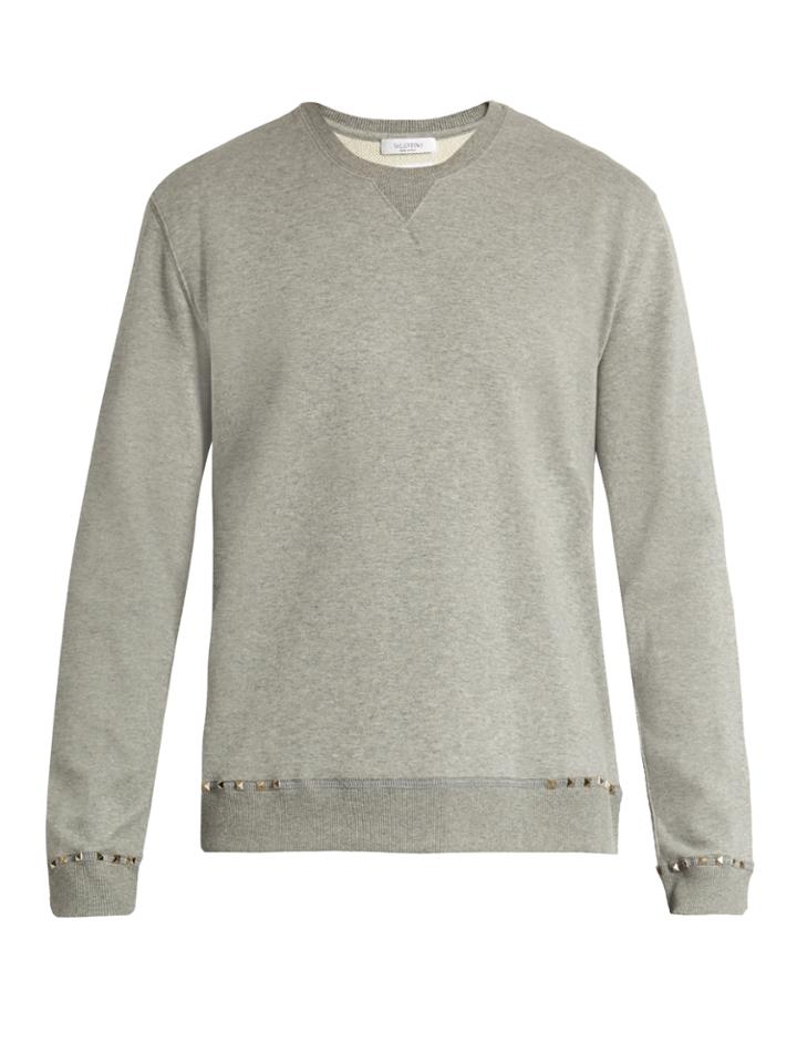 Valentino Rockstud-trimmed Jersey Sweatshirt