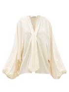 Matchesfashion.com Lanvin - Balloon Sleeve Wool Crepe Blouse - Womens - Ivory