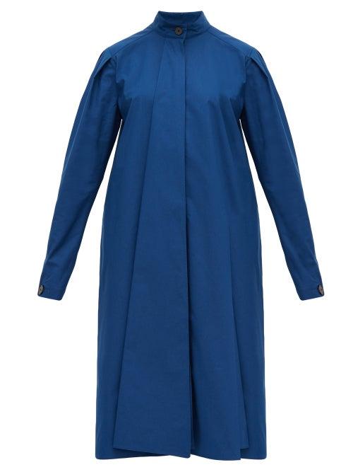 Matchesfashion.com Lemaire - Stand Collar Cotton Dress - Womens - Dark Blue