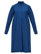 Matchesfashion.com Lemaire - Stand Collar Cotton Dress - Womens - Dark Blue