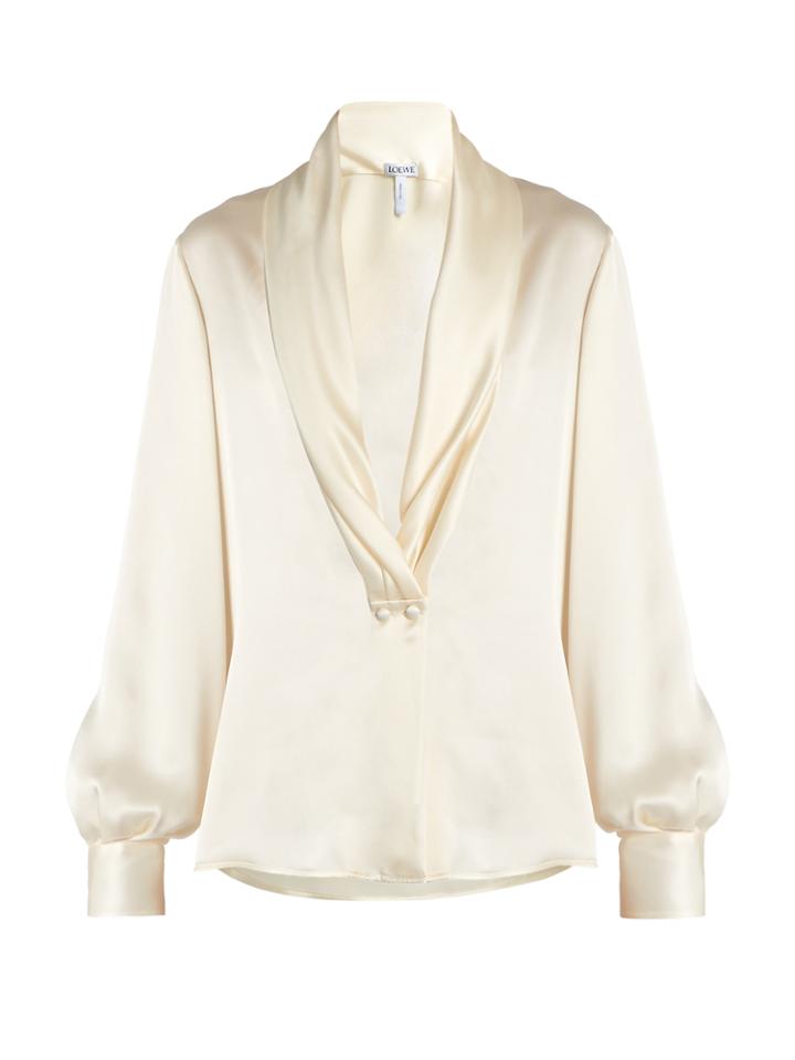Loewe Shawl-collar Silk-satin Blouse