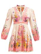 Zimmermann - Tropicana Floral-print Calico Mini Dress - Womens - Cream Print