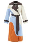Ahluwalia - Wave Panelled Double-breasted Trench Coat - Womens - Beige Multi