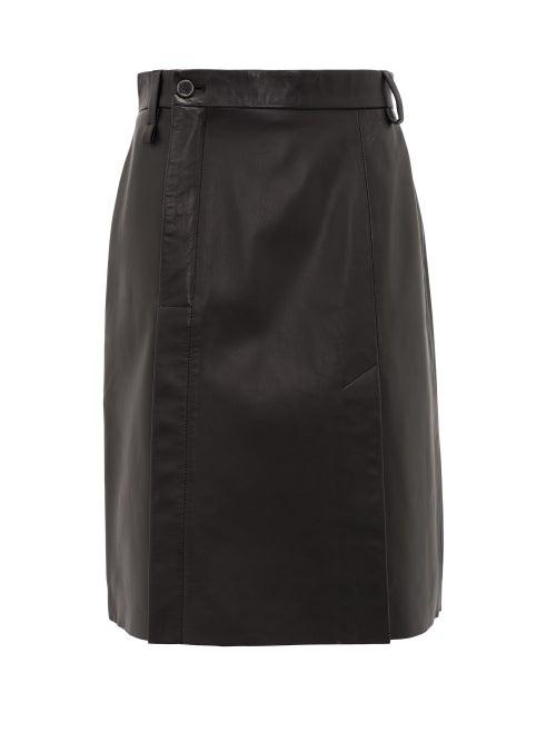 Matchesfashion.com Acne Studios - Off-centre Leather Skirt - Womens - Black