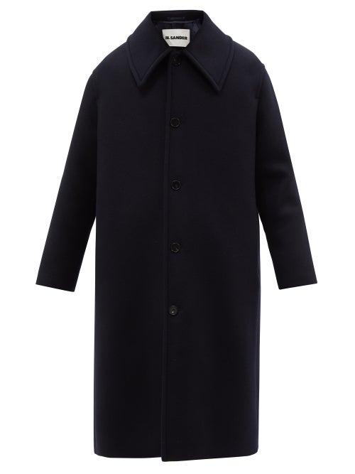 Jil Sander - Point-collar Wool-felt Overcoat - Mens - Navy