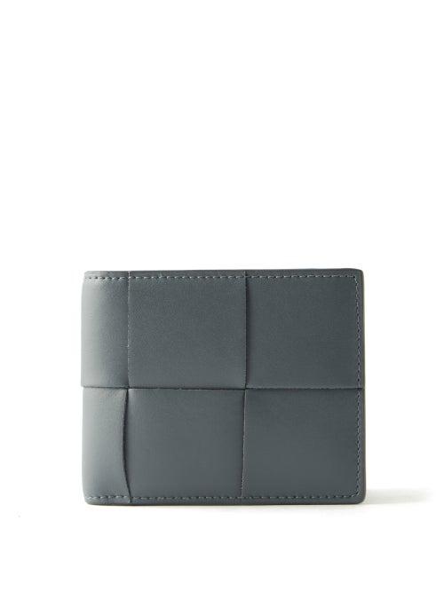 Bottega Veneta - Intrecciato Leather Bi-fold Wallet - Mens - Grey