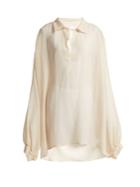 Raey Sheer Silk-seersucker Smock Blouse