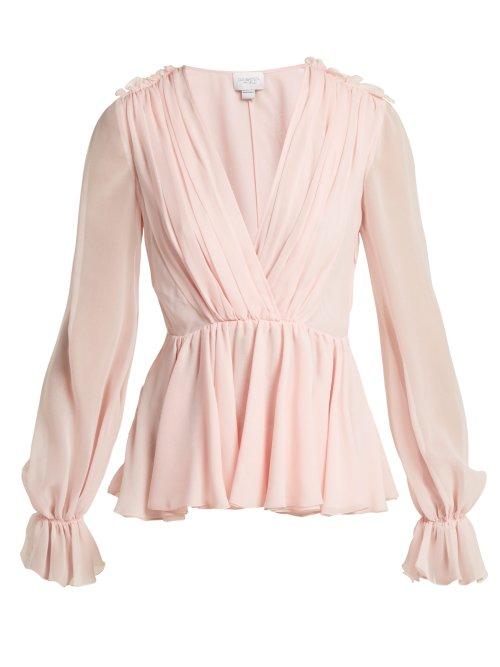 Matchesfashion.com Giambattista Valli - Gathered Silk Blouse - Womens - Pink