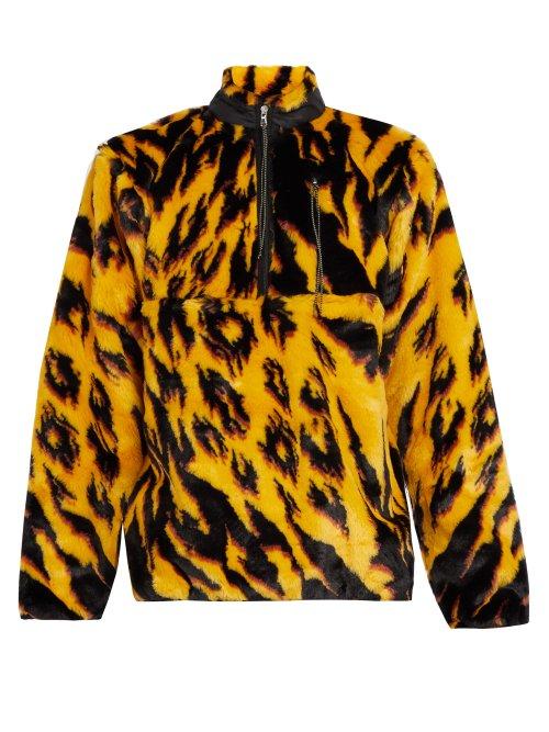 Matchesfashion.com Aries - Tiger Print Faux Fur Half Zip Jacket - Mens - Multi
