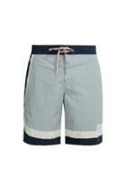 Matchesfashion.com Thom Browne - Striped Board Shorts - Mens - Grey