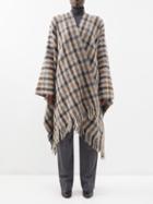 Brunello Cucinelli - Check Alpaca-blend Poncho - Womens - Grey Brown
