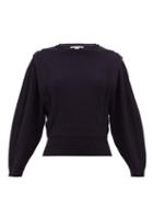 Matchesfashion.com Stella Mccartney - Pintuck Pleat Wool Blend Sweater - Womens - Navy