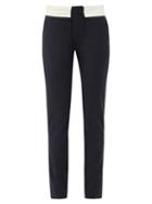 Matchesfashion.com Tibi - Beatle Contrast-waist Wool-blend Trousers - Womens - Navy White