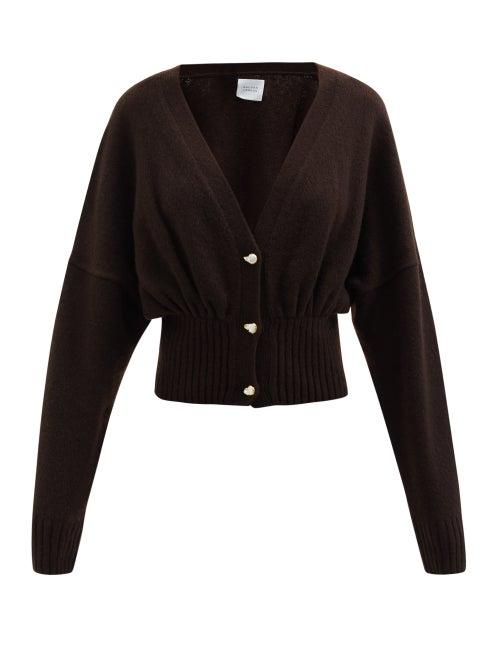 Galvan - Luna Faux-pearl Button Wool-blend Cardigan - Womens - Brown