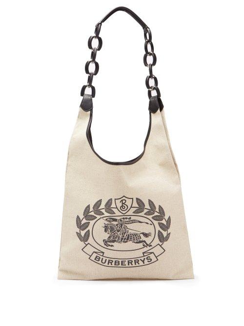 Matchesfashion.com Burberry - Crest Print Canvas Shopper Tote - Womens - Cream Multi