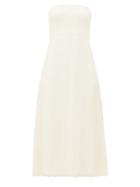 Matchesfashion.com Marina Moscone - Raw-hem Wool-blend Crepe Midi Dress - Womens - Ivory