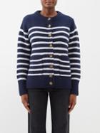 La Ligne - Marin Striped Wool-blend Cardigan - Womens - Navy Cream