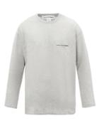 Comme Des Garons Shirt - Logo-print Cotton-jersey Long-sleeved T-shirt - Mens - Grey