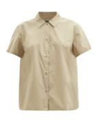 A.p.c. - Marina Cotton-poplin Short-sleeved Shirt - Womens - Camel