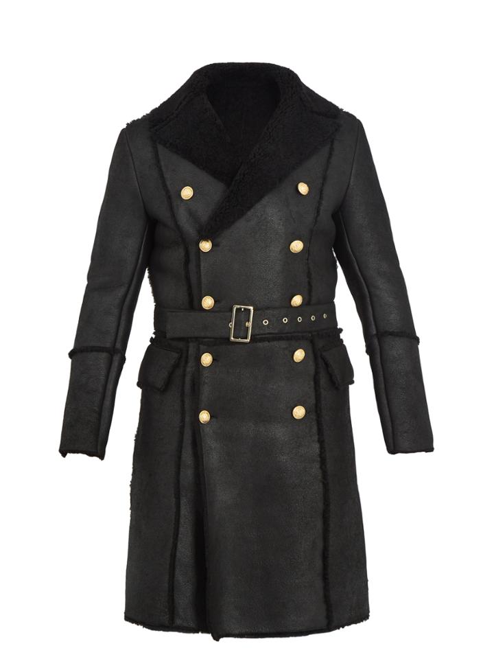 Balmain Double-breasted Shearling Coat