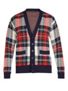 Burberry V-neck Tartan Intarsia-knit Cardigan